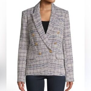 L'Agence Kenzie Navy and Ivory Tweed Blazer NWOT